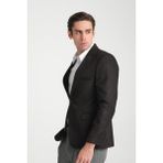 Frappoli Adelfo Erkek Siyah Diagonel Süet Slim Fit Mono Yaka Spor Blazer Ceket - 56 - 6 Drop