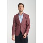 Frappoli Agabio Erkek Lacivert Kendinden Desenli Slim Fit Mono Yaka Spor Blazer Ceket - Bordo - 58 - 6 Drop