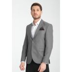 Frappoli Alfredo Erkek Gri Slim Fit Hasır Kumaşlı Blazer Ceket - 00E-Gri - 50