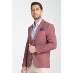 Frappoli Allegri Erkek Bordo Desenli Slim Fit Mono Yaka Spor Blazer Ceket