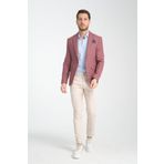 Frappoli Allegrie Erkek Bordo Battal Büyük Beden Mono Yaka Desenli Dar Kesim Blazer Ceket