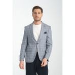 Frappoli Barella Erkek Lacivert Ekose Slim Fit Mono Yaka Spor Blazer Ceket - 56 - 6 Drop