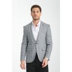 Frappoli Barella Erkek Siyah Ekose Slim Fit Mono Yaka Spor Blazer Ceket - 62 - 6 Drop