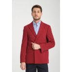 Frappoli Baselna Krv Erkek Kahve Kruvaze 6 Adet Metal Düğmeli 4 Mevsim Spor Blazer Ceket - Kırmızı - 52 - 6 Drop