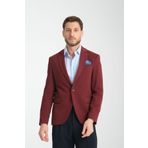 Frappoli Baselnaa Erkek Koyu Bordo Battal Büyük Beden Dar Kesim Astarlı Düğmeli Basic Blazer Ceket