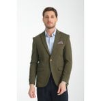 Frappoli Bortolo Erkek Lacivert Örme Esneyen Likralı Mono Yaka Slim Fit Blazer Ceket - Haki - 56 - 6 Drop