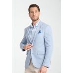 Frappoli Buz Mavi Modern Erkek Blazer Mono Yaka Spor Ceket Örme