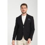 Frappoli Cazino Erkek Koyu Lacivert Slim Fit Dar Kesim Desenli Yarım Astar Mevsimlik Spor Blazer Ceket - 52 - 6 Drop