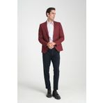 Frappoli Cencio Erkek Bordo Diagonel Süet Slim Fit Mono Yaka Spor Blazer Ceket