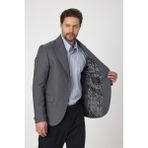 Frappoli Classo Erkek Gri Slim Fit Sivri Yaka Kendinden Desenli Blazer Ceket - 6 Drop - 48