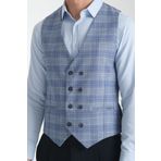 Frappoli Ekose Desenli V Yaka Kruvaze Yelek Slim Fit
