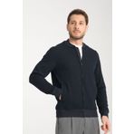 Frappoli Erkek Slim Fit Dar Kesim Dik Yaka Uzun Fermuarlı Düz Hırka