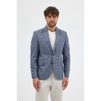 Frappoli Facune Erkek Lacivert Ekose Kumaşlı Mono Yaka Spor Blazer Ceket