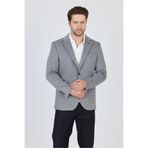 Frappoli Feniks Erkek Siyah-Gri Yarım Astar Torba Cepli Pamuk Karışımlı Likralı SlimFit Spor Blazer Ceket
