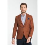 Frappoli Fevual Erkek Bronz Mono Yaka Diagonal Desenli Slim Fit Blazer Spor Ceket - 64
