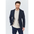 Frappoli Ginoto Erkek Açık Lacivert Esnek Kumaşlı Slim Fit Mono Yaka Spor Blazer Ceket