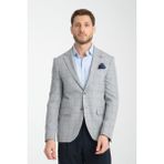 Frappoli Girado Erkek Açık Gri Ekose Slim Fit Mono Yaka Spor Blazer Ceket - 48 - 6 Drop