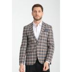 Frappoli Giraldo Erkek Siyah - Hardal Ekose Slim Fit Mono Yaka Spor Blazer Ceket - 48 - 6 Drop