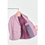 Frappoli Girino Erkek Açık Bordo Ekose Poliviskon Kumaşlı Spor Blazer Ceket (Büyük Beden-Battal)