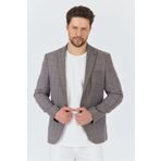 Frappoli Girino Erkek Bordo Ekose Polyester Kumaşlı Spor Blazer Ceket