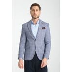 Frappoli Gonca Ekose Erkek Lacivert Mono Yaka Slim Fit Spor Blazer Ceket - 52 - 6 Drop