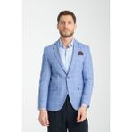 Frappoli Gonca Ekose Erkek Lacivert Mono Yaka Slim Fit Spor Blazer Ceket - Saks - 54 - 6 Drop