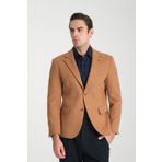 Frappoli Grande Erkek Camel Kaşe Kumaşlı Mono Yaka Slim Fit Spor Blazer Ceket