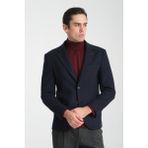 Frappoli Grande Erkek Lacivert Kaşe Kumaşlı Mono Yakaslim Fit Blazer Ceket - 52