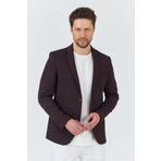 Frappoli İtolo Erkek Bordo Likralı Esnek Kumaşlı Slim Fit Spor Blazer Ceket