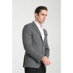 Frappoli Jasino Erkek Antrasit Pamuklu Likralı Slim Fit Örme Esneyen Mono Yaka Blazer Ceket - 48