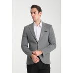 Frappoli Jasino Erkek Gri Pamuklu Likralı Slim Fit Örme Esneyen Mono Yaka Blazer Ceket - 00E-Gri - 58