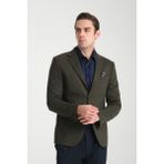 Frappoli Jasino Erkek Haki Pamuklu Likralı Slim Fit Örme Esneyen Mono Yaka Blazer Ceket - Açık Haki - 58