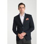 Frappoli Jasino Erkek Lacivert Pamuklu Likralı Slim Fit Örme Esneyen Mono Yaka Blazer Ceket - 01L-Lacivert - 58