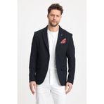 Frappoli Jasinoo Erkek Battal Büyük Beden Lacivert Regular Fit Pamuk Karışımlı Likralı Blazer Ceket