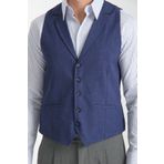 Frappoli Lacivert Oxford Yakalı Basic Kruvaze V Yaka Slim Fit Yelek
