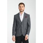 Frappoli Larkin Erkek Siyah Ekose Slim Fit Mono Yaka Spor Blazer Ceket - 58 - 6 Drop