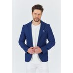 Frappoli Lozan Erkek Koyu Lacivert Keten Karışımlı Slim Fit İlkbahar-Yazlık Spor Blazer Ceket