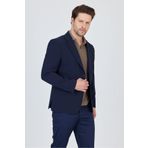 Frappoli Lucos Erkek Lacivert Yarım Astar Torba Cep Likralı Gofre Kumaşlı Spor Blazer Ceket