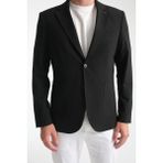 Frappoli Lucos Erkek Siyah Yarım Astar Torba Cep Likralı Gofre Kumaşlı Spor Blazer Ceket - 56