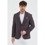 Frappoli Lunos Erkek Bordo Poliviskon Kumaşlı Slim Fit Kendinden Mendilli Mono Yaka Spor Blazer Ceket - 48