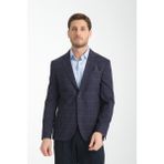 Frappoli Maino Erkek Lacivert Ekose Yarım Astar Slim Fit Mono Yaka Spor Blazer Ceket - 48 - 6 Drop