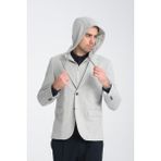 Frappoli Marcio Erkek Açık Gri Çıkarılabilir Kapşonlu Yarım Astar Slim Fit Mono Yaka Spor Blazer Ceket - 54 - 6 Drop