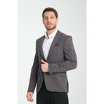 Frappoli Melanj Siyah Modern Erkek Blazer Mono Yaka Spor Ceket Örme