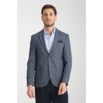 Frappoli Mendes Erkek Koyu Lacivert Ekose Slim Fit Mono Yaka Spor Blazer Ceket - 52 - 6 Drop