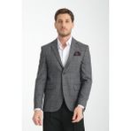 Frappoli Mendes Erkek Siyah Ekose Slim Fit Mono Yaka Spor Blazer Ceket - 48 - 6 Drop