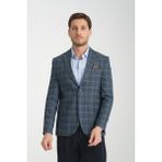 Frappoli Nina Erkek Lacivert - Yeşil Ekose Slim Fit Mono Yaka Spor Blazer Ceket - 50 - 6 Drop