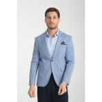 Frappoli Odessa Erkek Haki Kendinden Desenli Mevsimlik Mono Yaka Slim Fit Blazer Ceket - Lacivert - 56 - 6 Drop