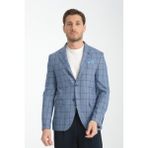 Frappoli Pakito Erkek Indigo Ekose Slim Fit Mono Yaka Spor Blazer Ceket - 48 - İndigo - 6 Drop