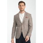 Frappoli Pakito Erkek Vizon Siyah Ekose Slim Fit Mono Yaka Spor Blazer Ceket - 50 - 6 Drop