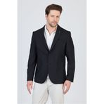 Frappoli Pasiros Erkek Siyah Yarım Astarlı Torba Cepli Likralı Pamuk Karışımlı Spor Blazer Ceket